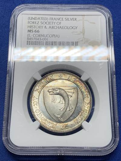 《竞宝斋》第457场 周日，周一，周二   3场连拍 （全场包邮）欢迎送拍 - NGC MS66 法国福雷斯历史考古学银章 丰饶角边铭