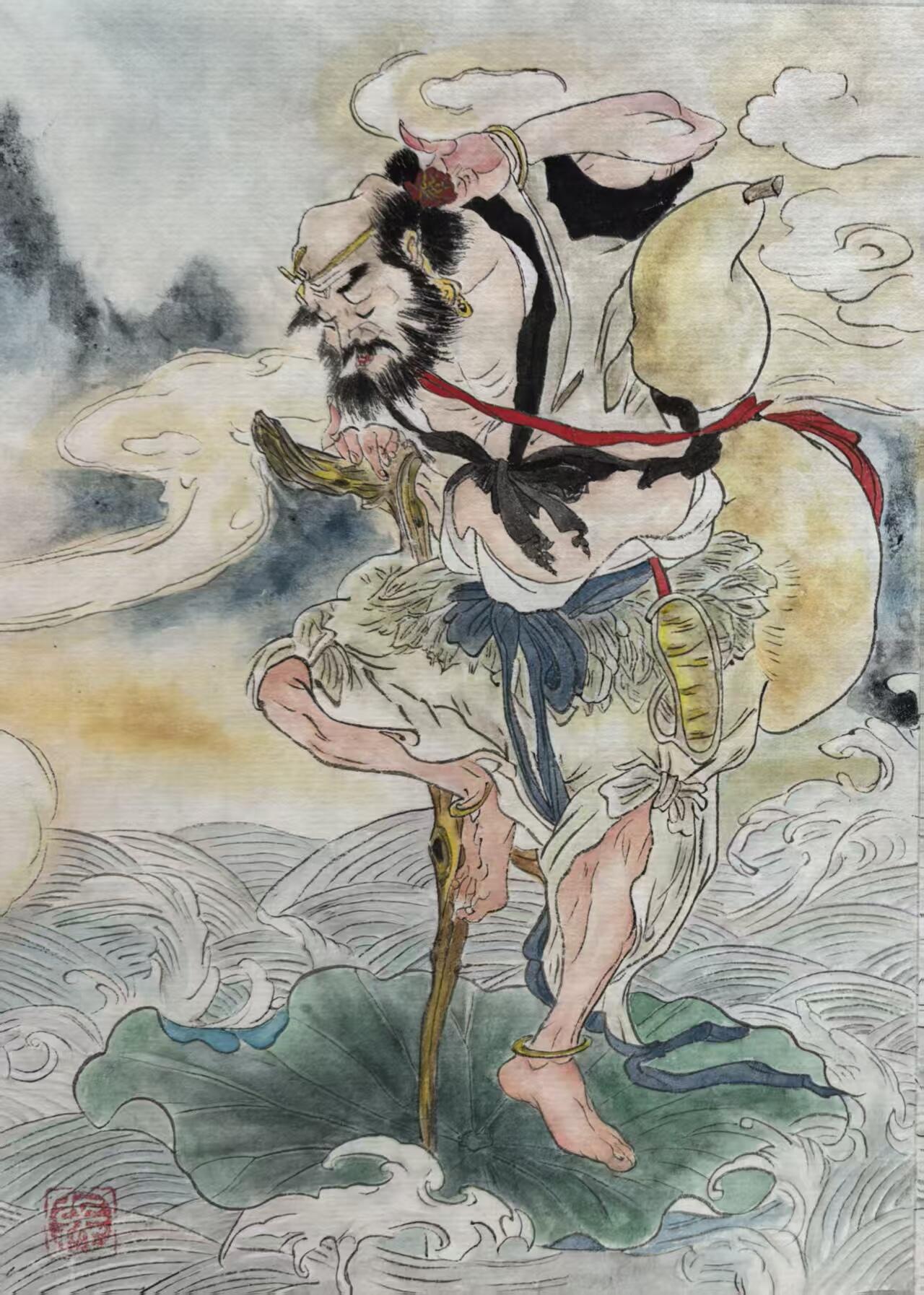 阳大大卡牌拍卖第93期（持续收拍品，周五晚上九点截拍，进群福利早知道） 【手绘卡】艺术家八仙过海纸本，画芯尺寸:A5(单张) 8张全套 精美手绘