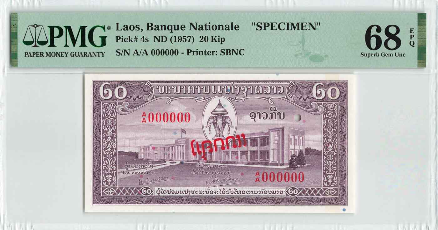 小福收藏拍卖第200期 【庆典场 中拍就有好礼相赠】评级币精选场 本期有捷克斯洛伐克20年100克朗慕夏作品大珍 69分倒置百位号布隆迪世界最大纸币  35年版加拿大经典 苏格兰格拉斯哥大学500年纪念钞倒置小号 卡塔尔80年100里亚尔冠军分 美国教育券 意大利拉斐尔 乌克兰 库克群岛 墨西哥 南斯拉夫 亚美尼亚等多国精美高分珍稀老钞精品纸币 老挝 1957年 20基普 中国代印 少见样钞 PMG68 EPQ 冠军分！！！