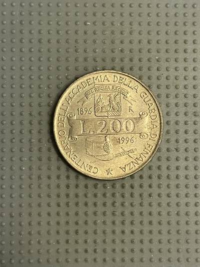 2026年第8场各国散币拍卖（总第158场） - 意大利1996年海关学院百年200里拉纪念币