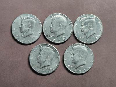 【日月同辉 第2场】无买家佣金 世界钱币 银币 - 美国0.5美元5枚