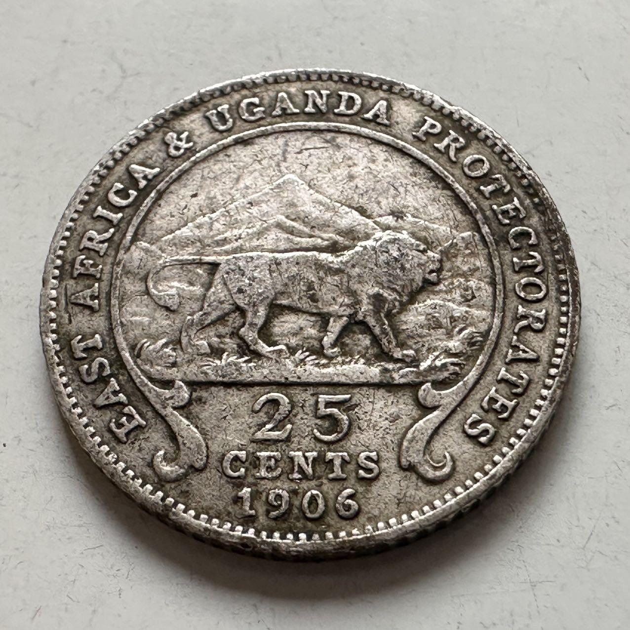 🌹外币初藏🌹🐯2026年第6场  每周二四六晚8️⃣点 接代拍 英属东非和乌干达保护地1906年25分银币