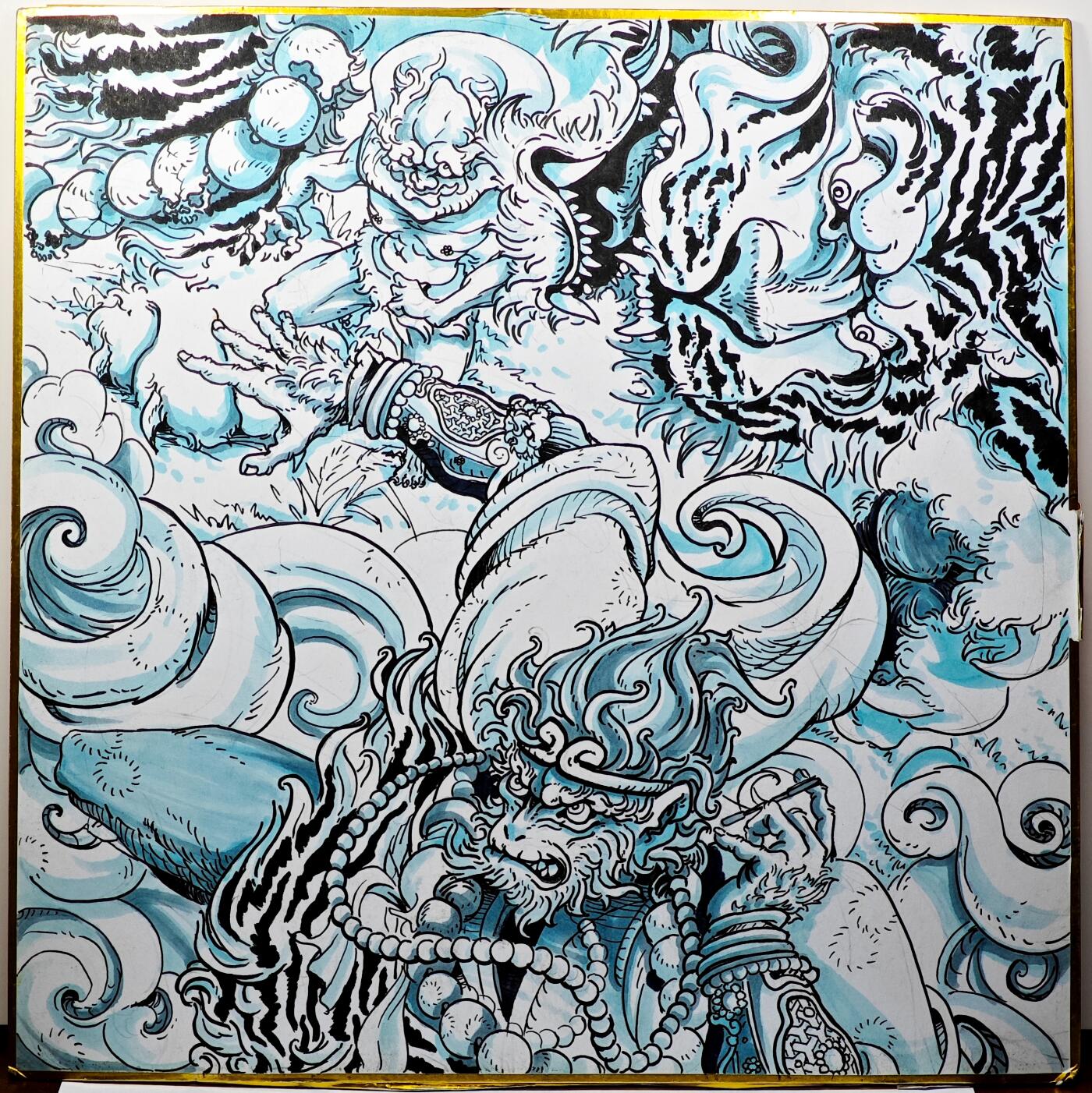 白泽拍卖卡牌手绘专场第31期（岁寒知松柏 春意已可期） 2025 嘉豪手绘画 悟空降妖 尺寸：24.5cm*24.5cm