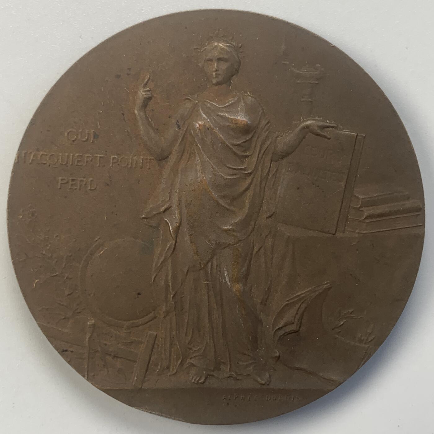 掌中浮雕-藏着的欧洲第049场 法国公共教育部奖章铜章，50mm，盒子变形（如图）