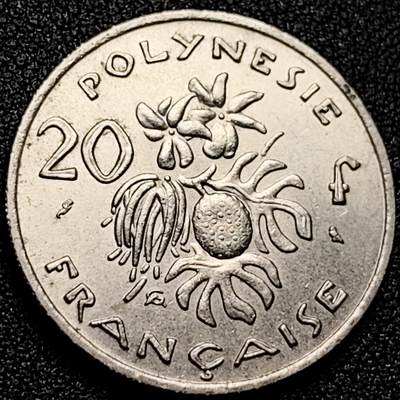 泉币菌-第168场- 精品福利场 - 鲜花香草面包果 法属波利尼西亚20法郎镍制硬币 28.3毫米10.0克