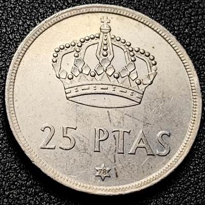 泉币菌-第169场- 精品福利场 - 西班牙25比塞塔 26.5mm 皇冠欧洲币