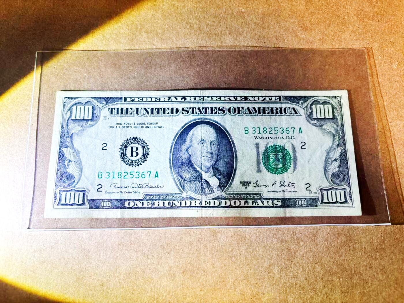 【Blue Auction】世界纸币精拍第775期——18级TOP拍卖/信誉/品质/专业/高效💫 美国 1969年100美金 品相如图