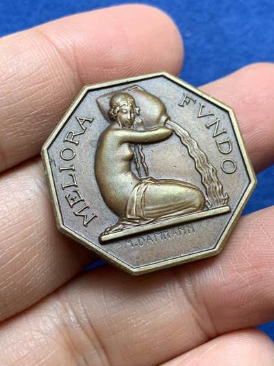 《竞宝斋》第458场 周日，周一，周二   3场连拍 （全场包邮）欢迎送拍 - 法国塞扎娜储蓄银行八角铜质代币，13.60g，30mm，丰饶角边铭