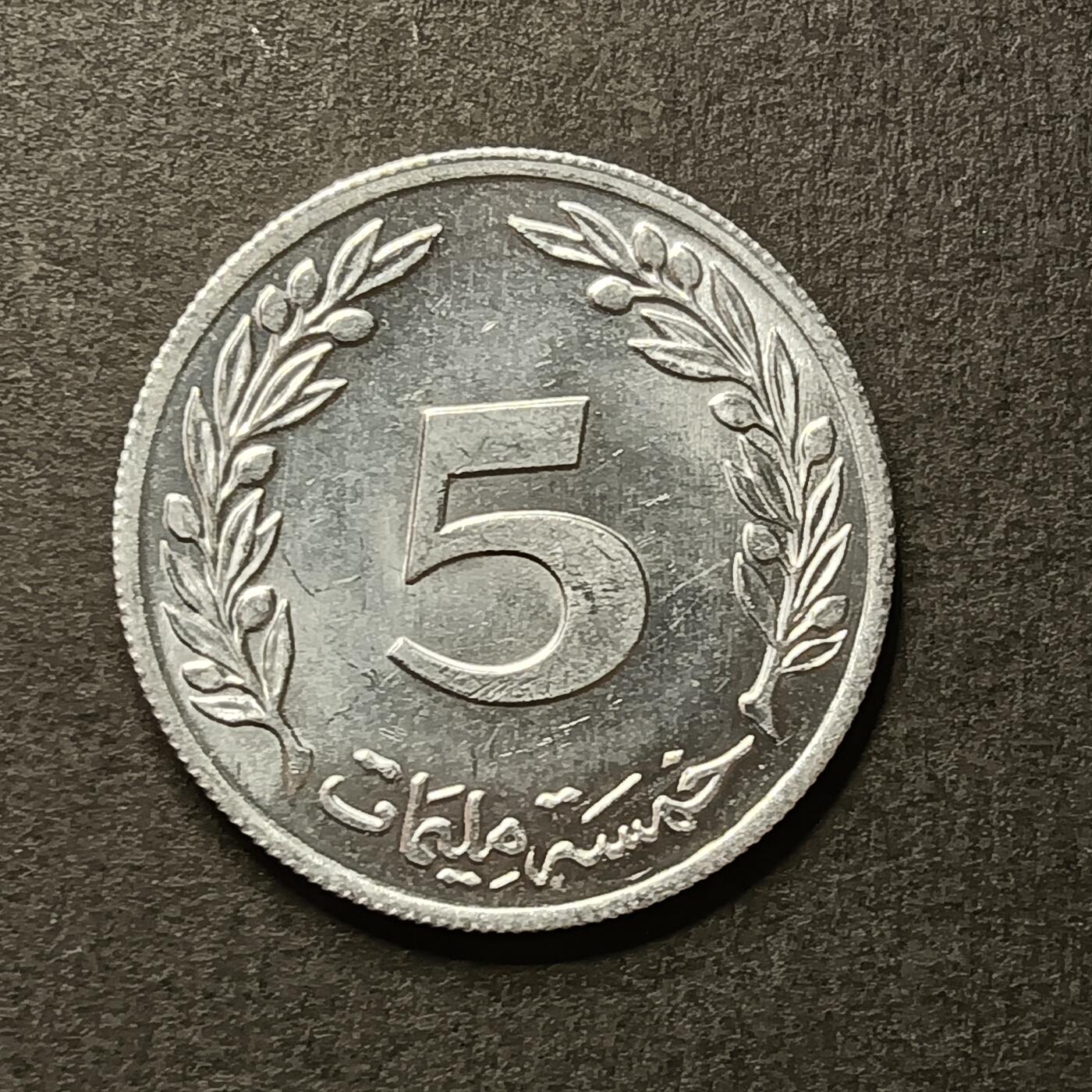 逸泉钱币2026A世界散币纸币纪念币专场A第一场 60 非洲硬币突尼斯5米利姆