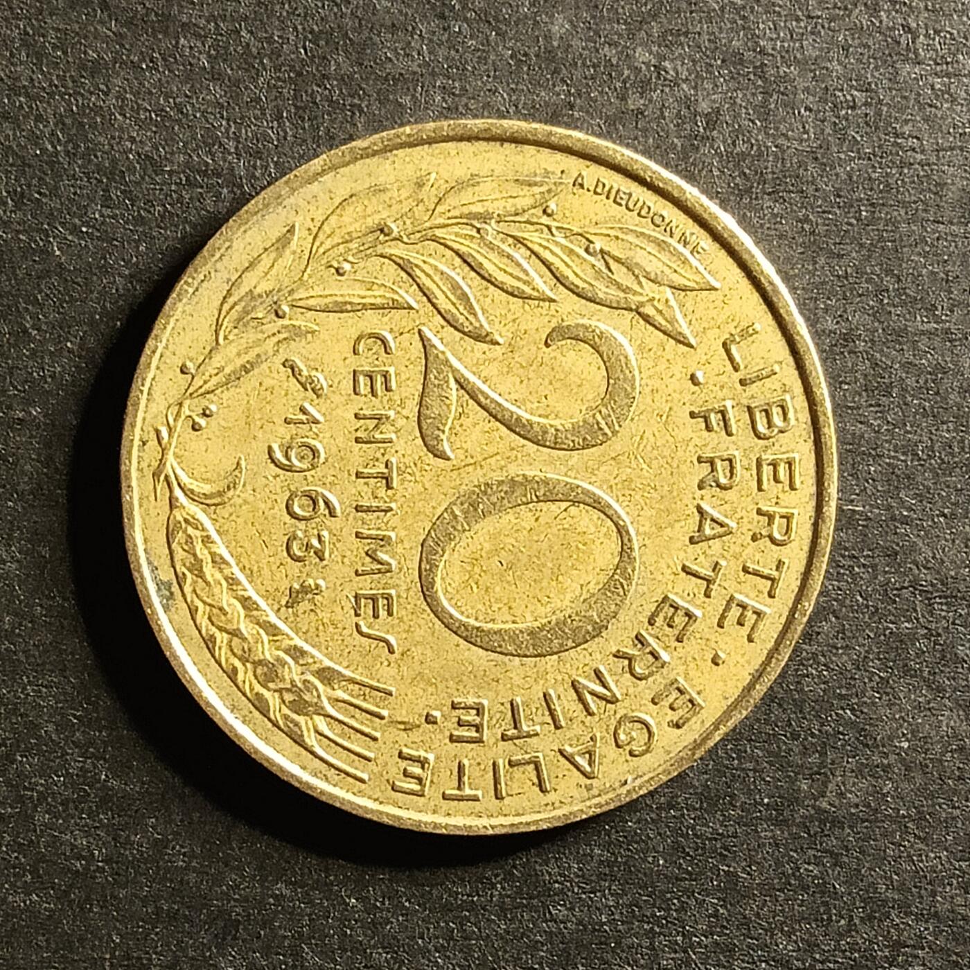 逸泉钱币2026A世界散币纸币纪念币专场A第一场 49 法国20生丁铝青铜硬币