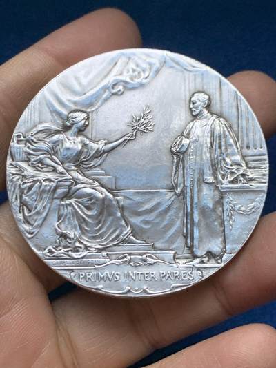 《竞宝斋》第458场 周日，周一，周二   3场连拍 （全场包邮）欢迎送拍 - 法国里昂律师协会银章，80.00g，54.3mm，丰饶角1argent边铭