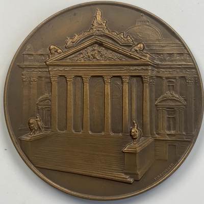 掌中浮雕-藏着的欧洲第049场 - 1951年比利时布鲁塞尔证券交易所150周年铜章，60mm，95g