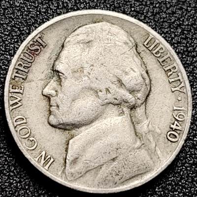 泉币菌-第168场- 精品福利场 - 1940年 美国5分铜镍币 第三任总统托马斯杰斐逊 头像