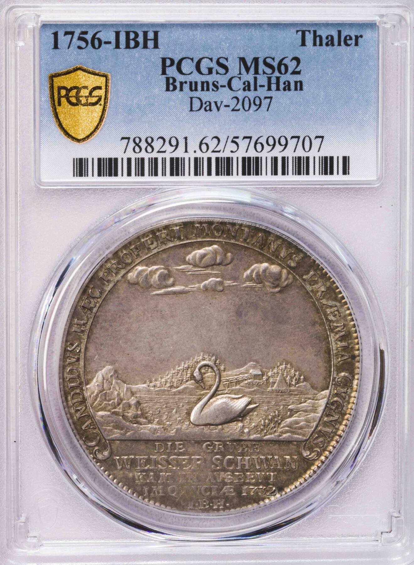 PCGS-MS62 1756布伦斯维克天鹅泰勒 冠军