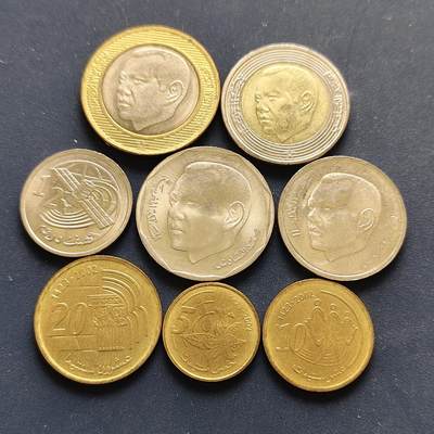 【全场包邮】纯粹捡漏拍494场 - 摩洛哥2002年默罕默德六世登基首版8枚套币