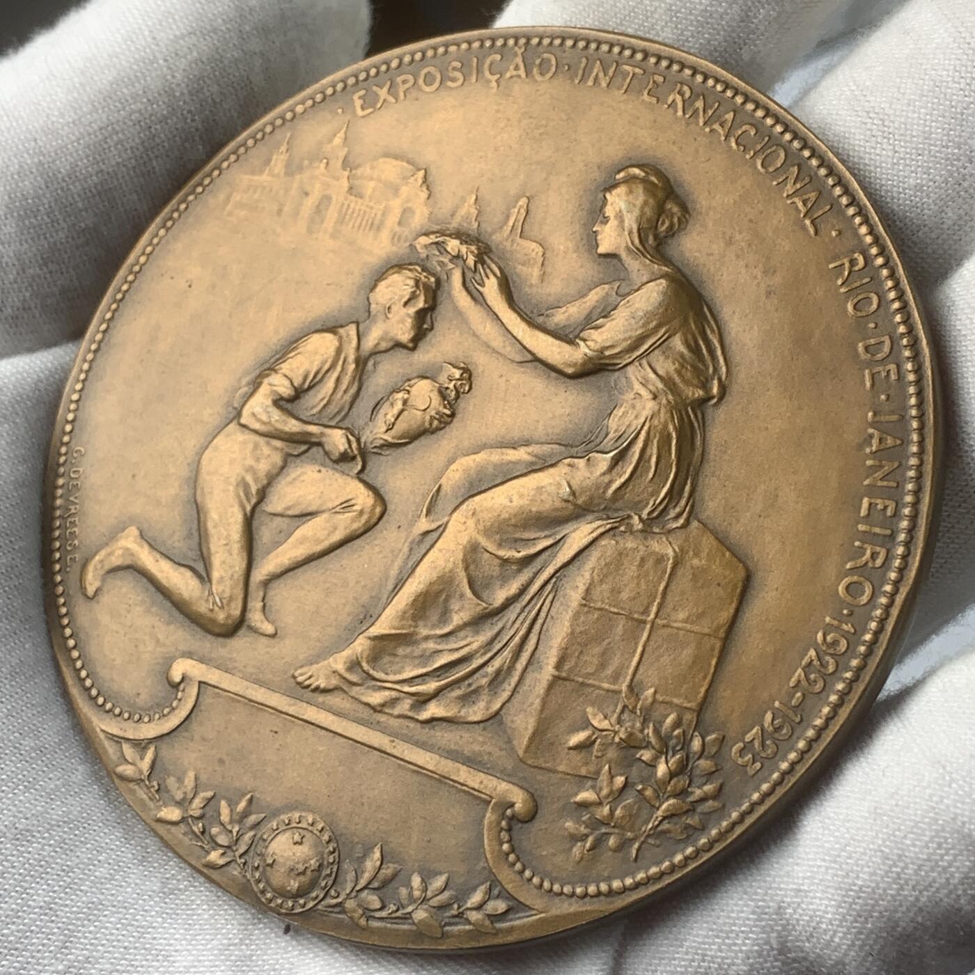 掌中浮雕-藏着的欧洲第049场 1922-23年巴西里约热内卢独立百年世博会纪念铜章，75mm