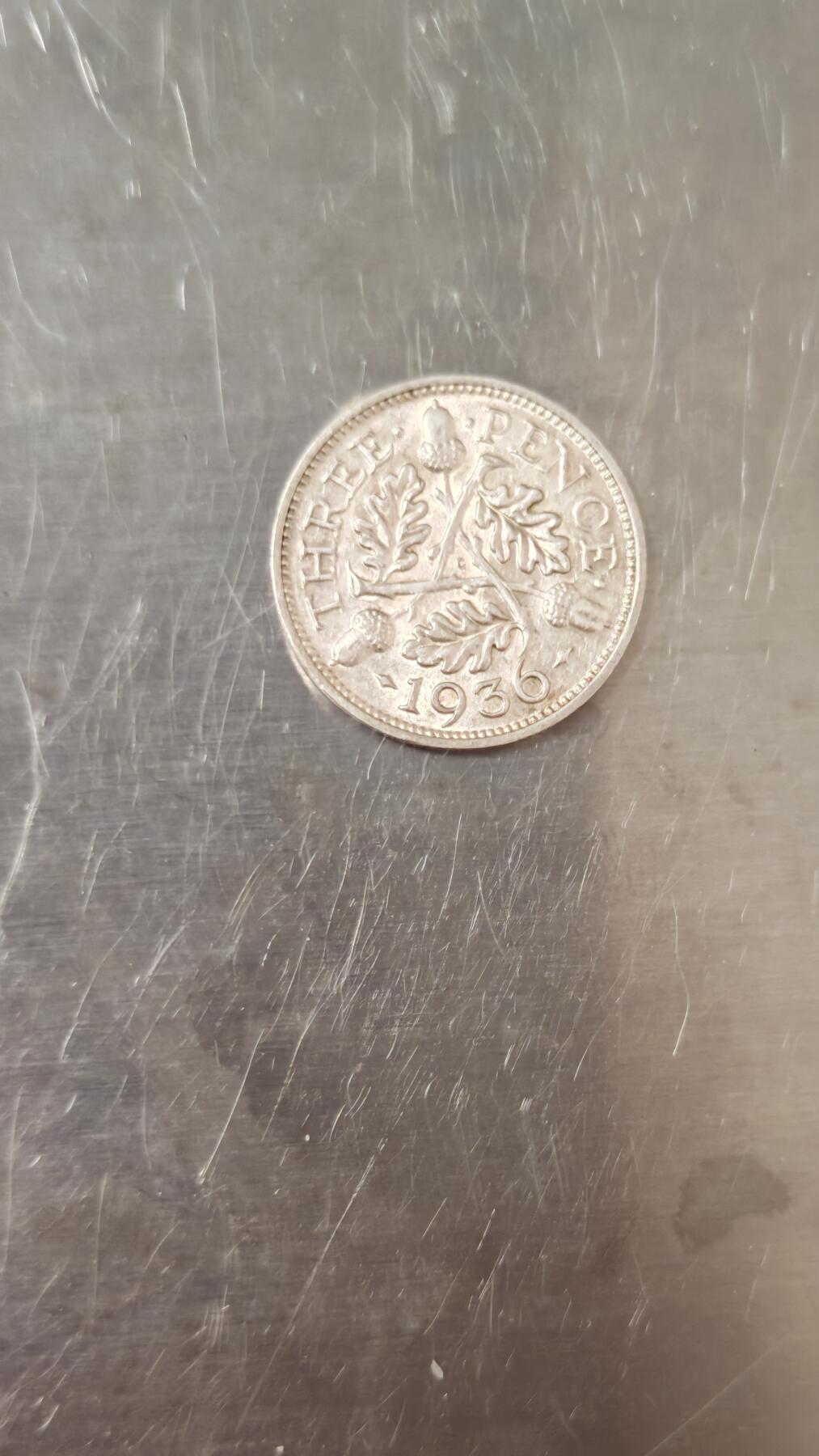 小银币 1936年英国3便士银币
