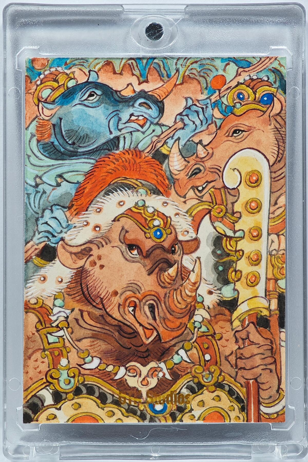 白泽拍卖卡牌手绘专场第31期（岁寒知松柏 春意已可期） 2025 陈岱青手绘卡 生灵 金平府三雄  陈岱青签题 卡砖封装