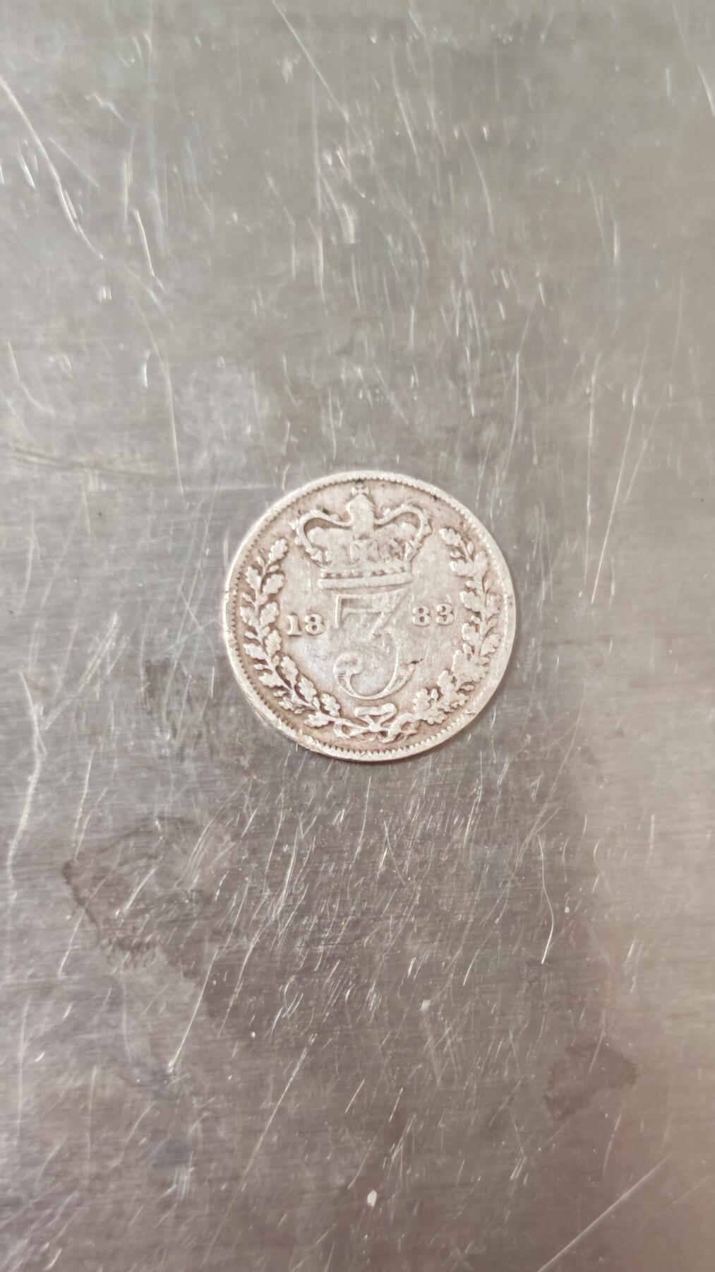 小银币 1883年英国3便士银币