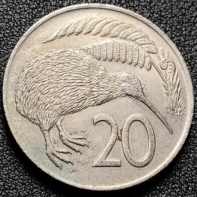 泉币菌-第169场- 精品福利场 - 几维鸟 新西兰20分硬币 直径28.5mm 1973年 青年女王