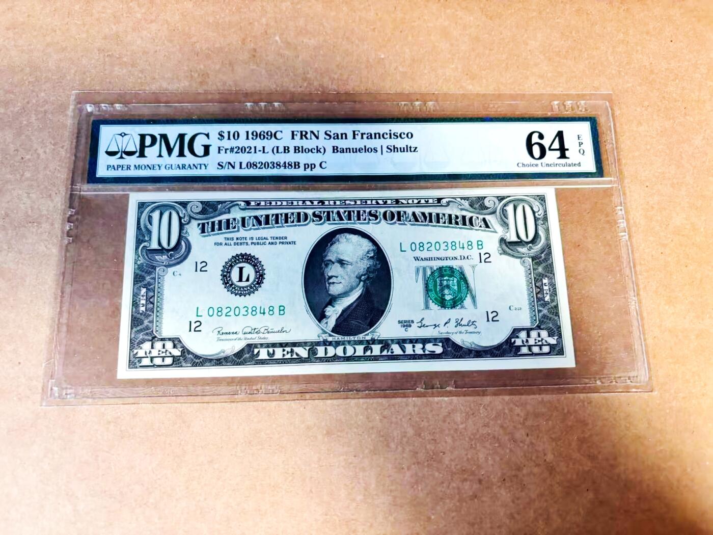 【Blue Auction】世界纸币精拍第775期——18级TOP拍卖/信誉/品质/专业/高效💫 美国 1969年10美金 PMG64EPQ 老壳