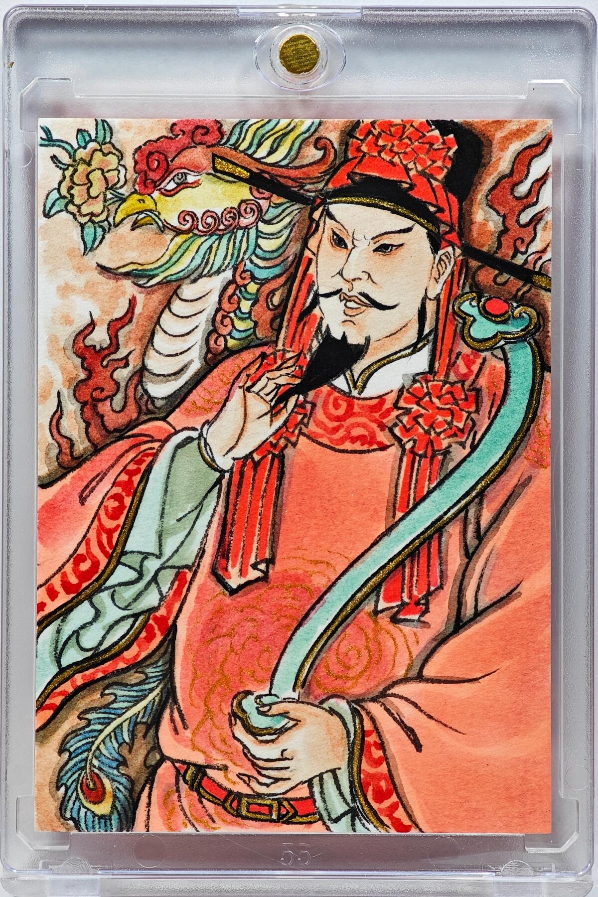 白泽拍卖卡牌手绘专场第31期（岁寒知松柏 春意已可期） 2025 卢艺丰手绘卡 南路财神柴荣  卢艺丰背简绘 卡砖封装