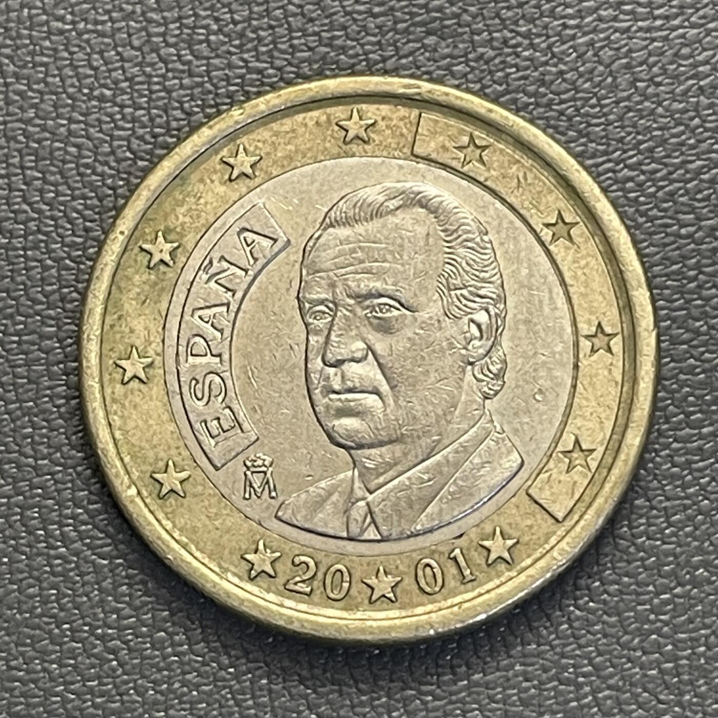 回流0119 西班牙2001年1欧元双金属币 国王胡安·卡洛斯一世