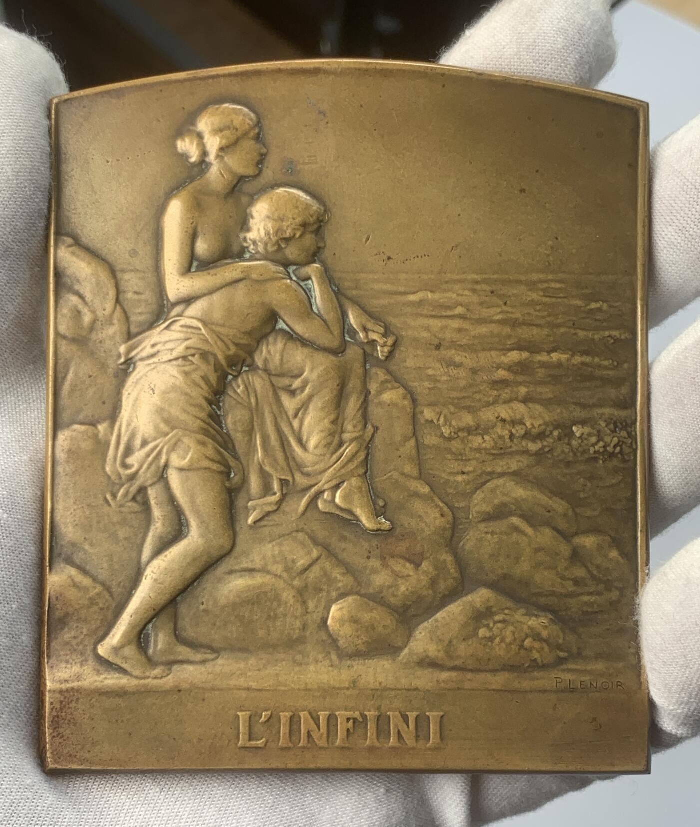 掌中浮雕-藏着的欧洲第049场 法国新艺术原铸超级大版铜章《无限》, 100mm x 84mm  ， P.LEN0IR作品               