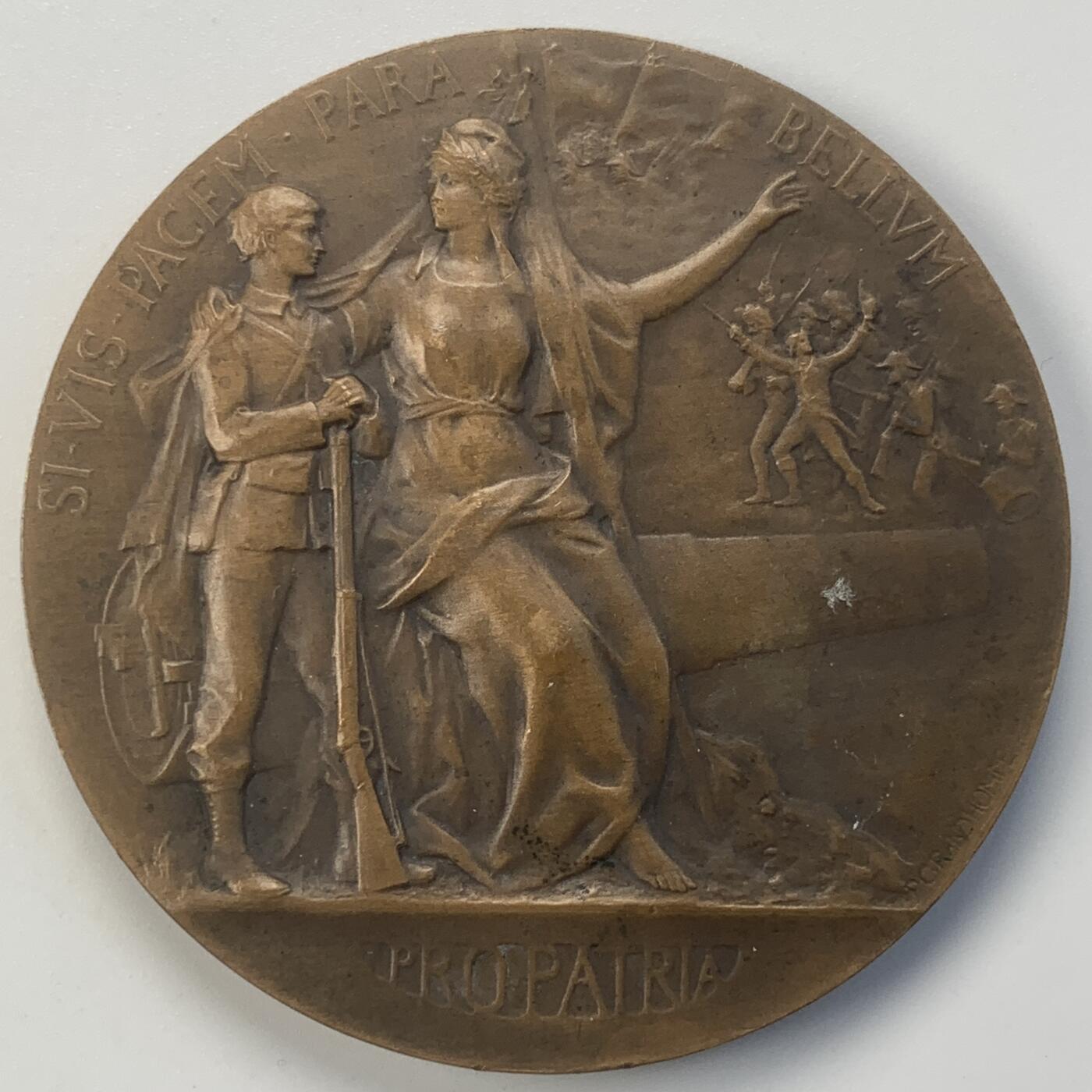 掌中浮雕-藏着的欧洲第049场 法国整军备战纪念铜章，50mm