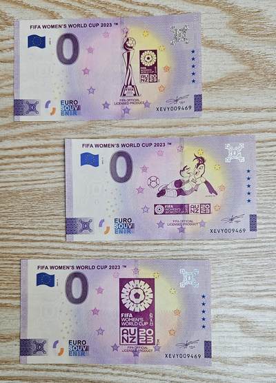 【币将精彩】纸币杂项拍卖（2026-1-25） - 2813年澳新女足世界杯0欧元纪念钞3枚unc