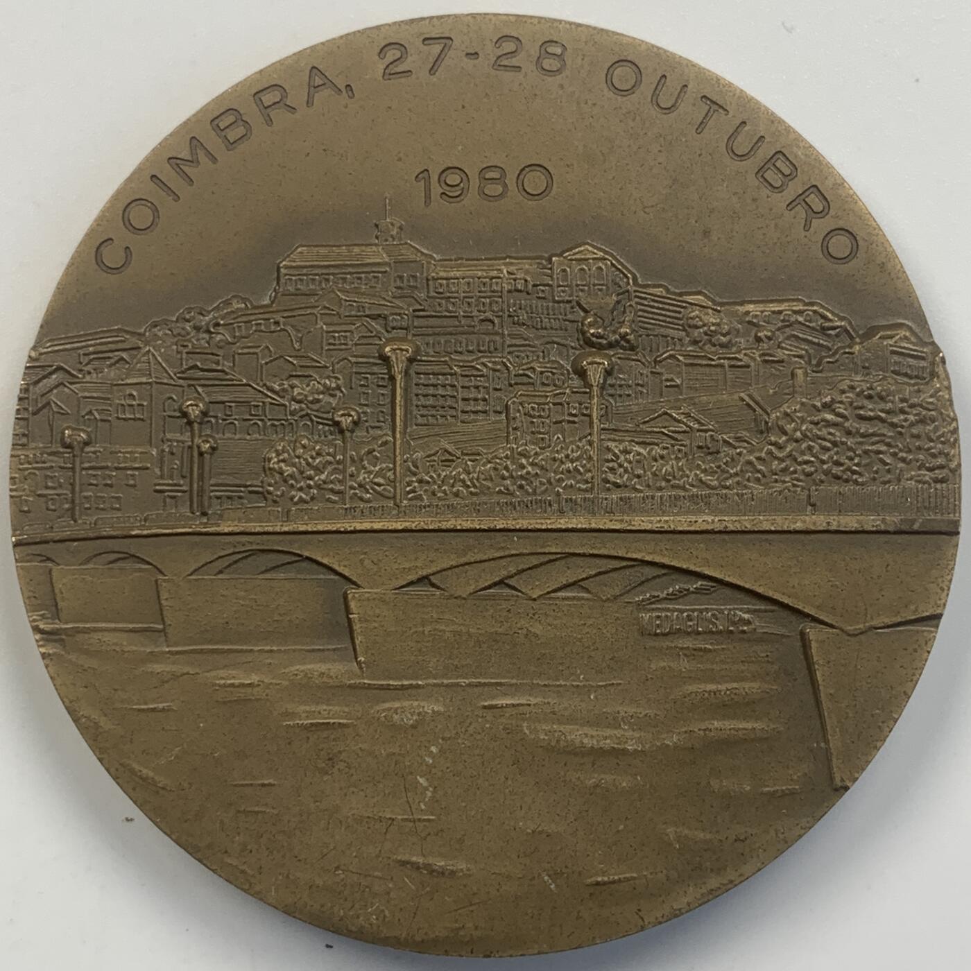 掌中浮雕-藏着的欧洲第049场 1980年葡萄牙世界神经科学联合会铜章，60mm，100g