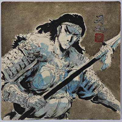 白泽拍卖卡牌手绘专场第31期（岁寒知松柏 春意已可期） - 2025 一泡手绘画 马超 尺寸：13.9cm*13.8cm  一泡钤印