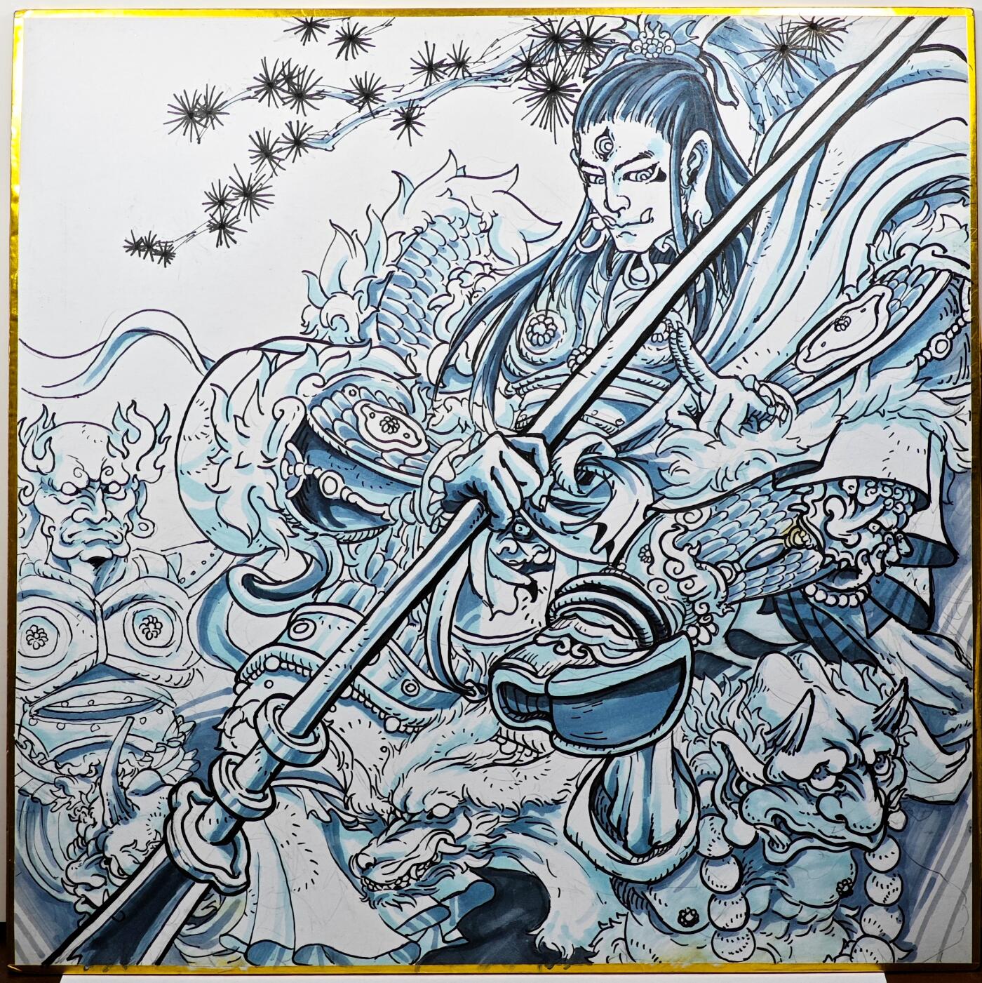 白泽拍卖卡牌手绘专场第31期（岁寒知松柏 春意已可期） 2025 嘉豪手绘画 二郎神 尺寸：24.7cm*24.7cm