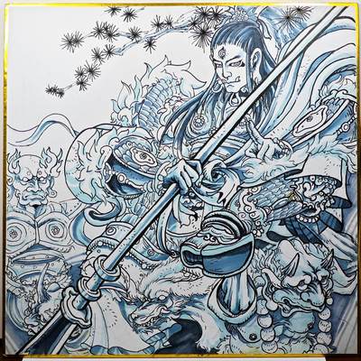 白泽拍卖卡牌手绘专场第31期（岁寒知松柏 春意已可期） - 2025 嘉豪手绘画 二郎神 尺寸：24.7cm*24.7cm