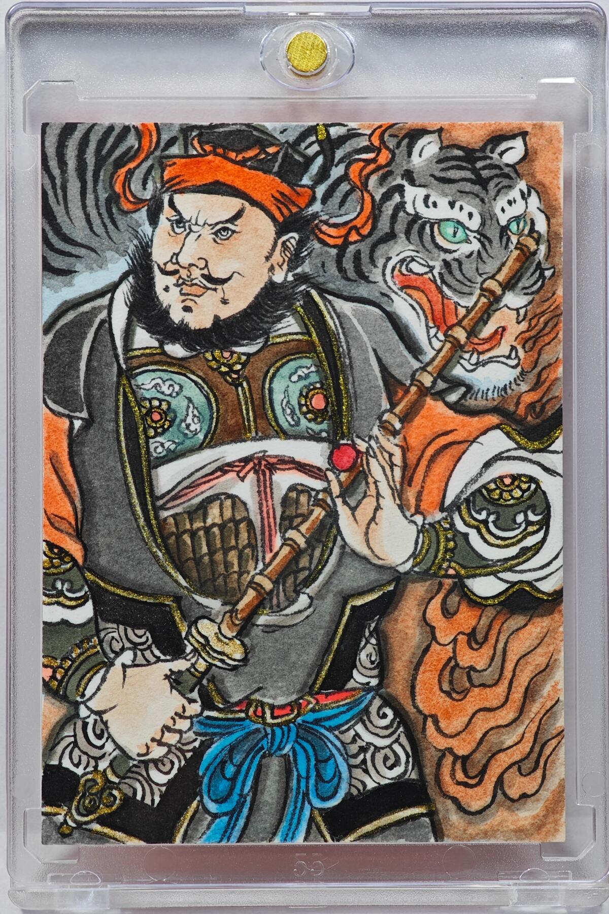 白泽拍卖卡牌手绘专场第31期（岁寒知松柏 春意已可期） 2025 卢艺丰手绘卡 北路财神赵公明  卢艺丰背简绘 卡砖封装