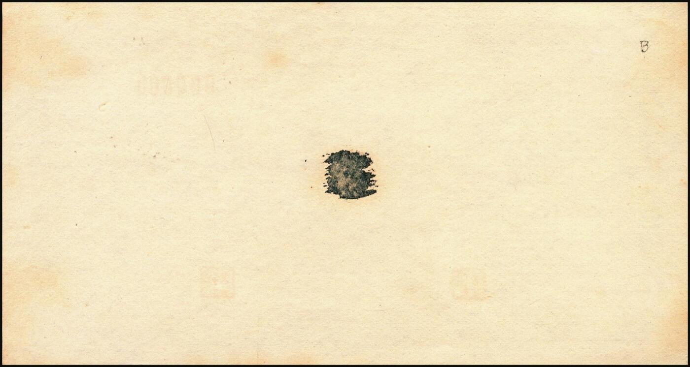 宜和2025年秋季拍卖 纸币 民国三十五年（1946年）台湾银行老台币拾圆正面反版试印票，加盖“中央印制厂上海厂”截记，设计打样稿，罕见，九八品；附赠拾圆流通票1枚，以资参照