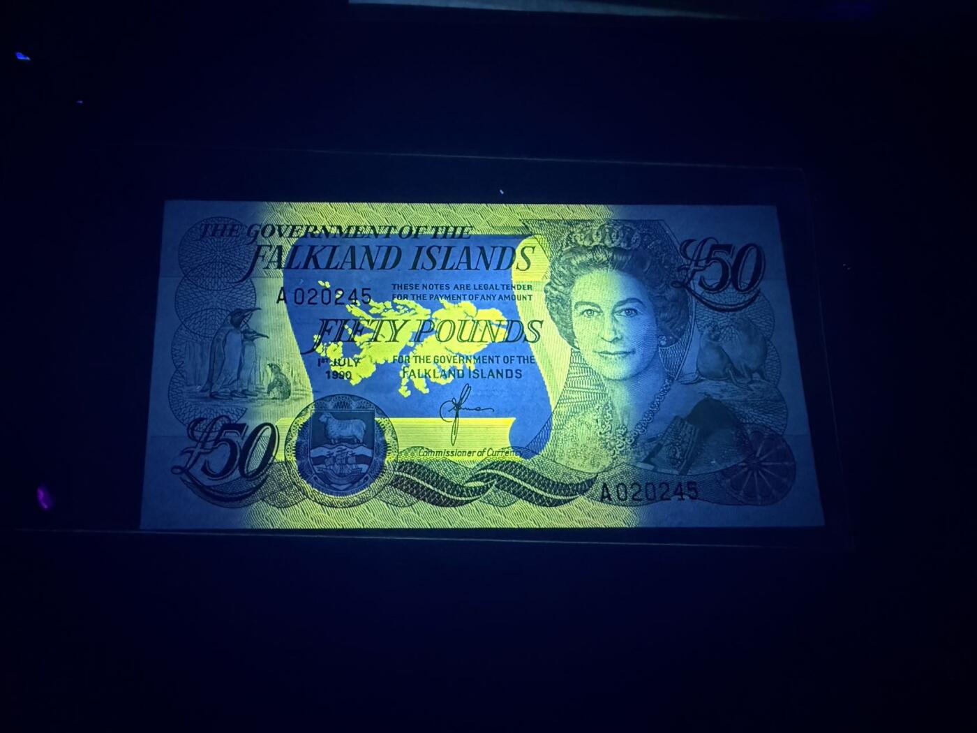 【炜奕收藏】，第五十七期，英联邦女王专场 1990年福克兰群岛50镑，UNC品相，A冠