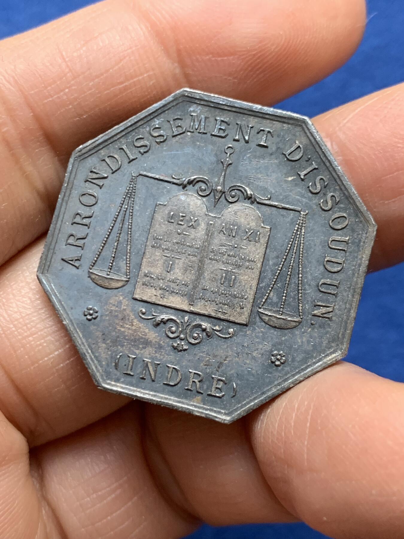 《竞宝斋》第458场 周日，周一，周二   3场连拍 （全场包邮）欢迎送拍 法国八角银章，安德尔公证人，14.6g，31.7mm，蜜蜂边铭