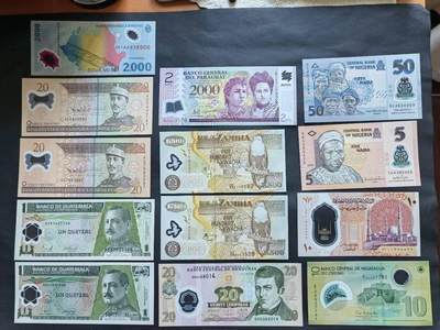 外国纸币专场260116场 - 多国塑料钞13张，全新品相UNC。