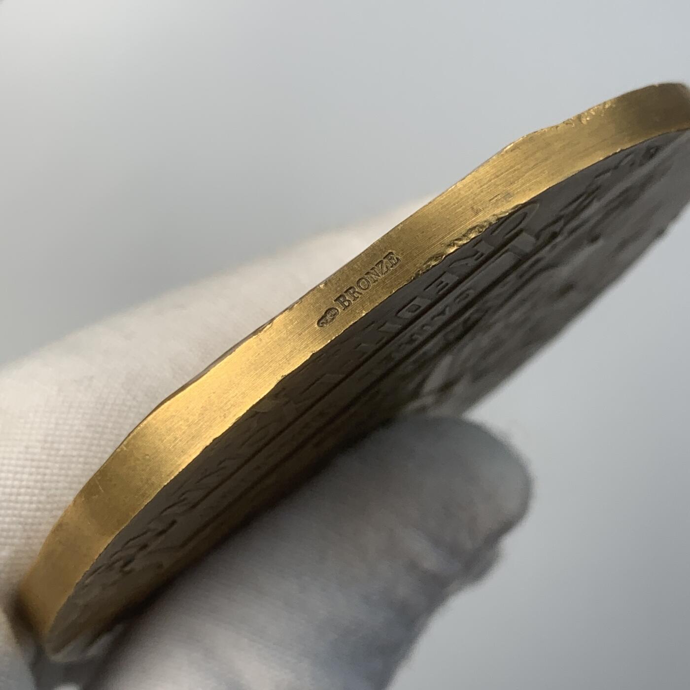 掌中浮雕-藏着的欧洲第049场 1910年法国里昂信贷银行大铜章，大师皮列作品，80mm，233g