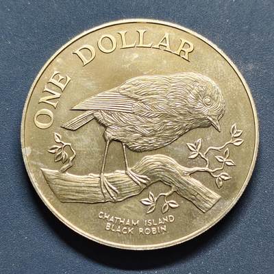 【全场包邮】纯粹捡漏拍494场 - 新西兰1984年1元本地鸟类系列查塔姆岛黑罗宾克朗型纪念币