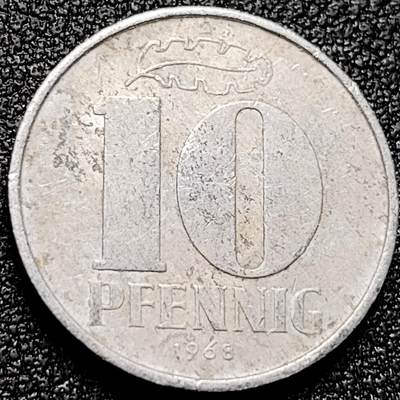 泉币菌-第168场- 精品福利场 - 21mm 民主德国 1968年 10芬尼 铝币 