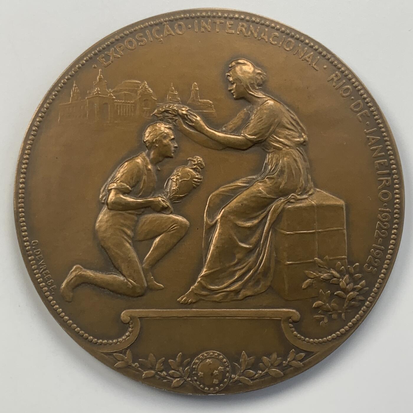 掌中浮雕-藏着的欧洲第049场 1922-23年巴西里约热内卢独立百年世博会纪念铜章，75mm