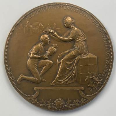 掌中浮雕-藏着的欧洲第049场 - 1922-23年巴西里约热内卢独立百年世博会纪念铜章，75mm