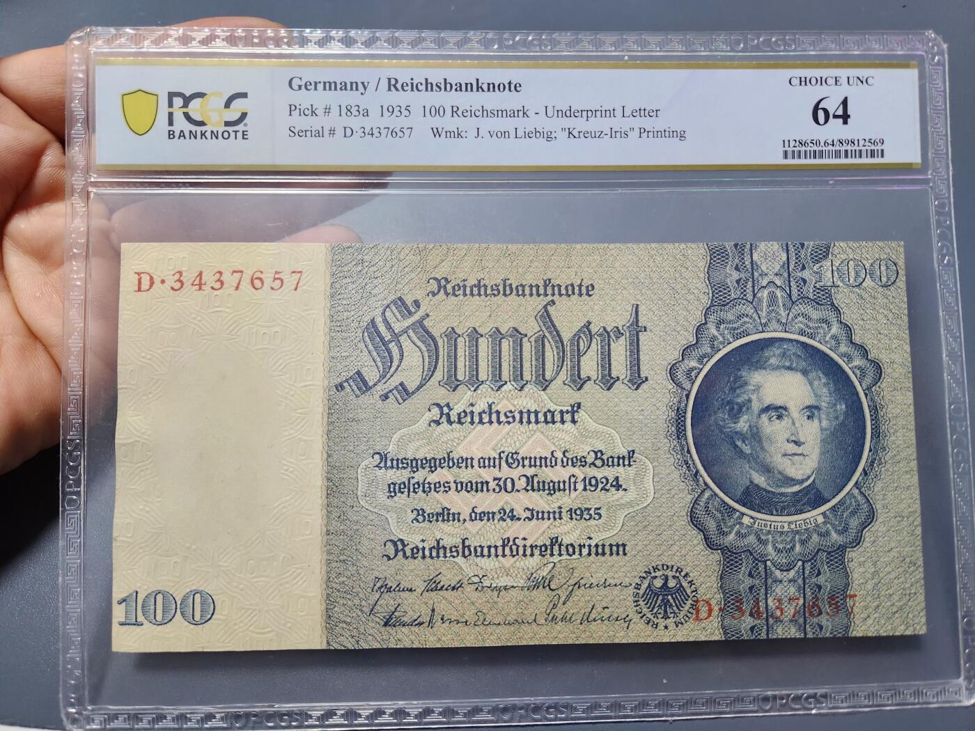 1月15号晚上8点 外国纸币自动截拍第8场 德国1935年PCGS64