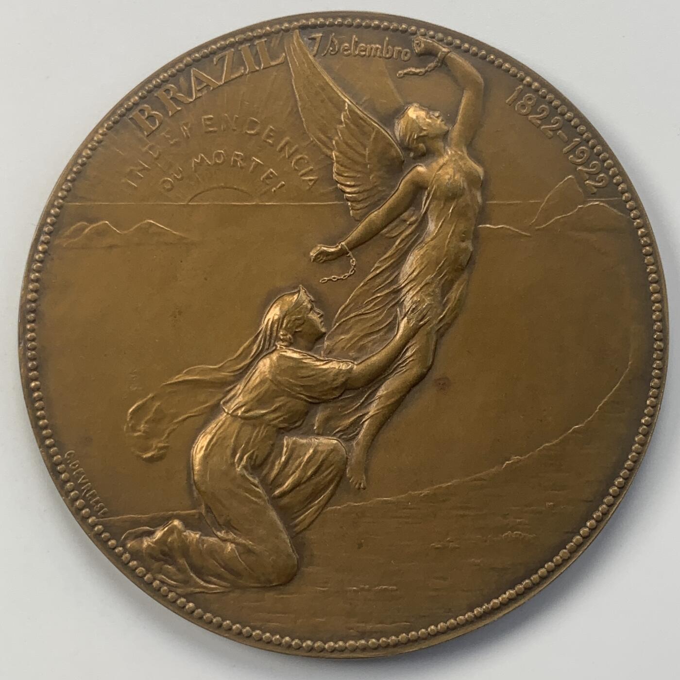 掌中浮雕-藏着的欧洲第049场 1922-23年巴西里约热内卢独立百年世博会纪念铜章，75mm