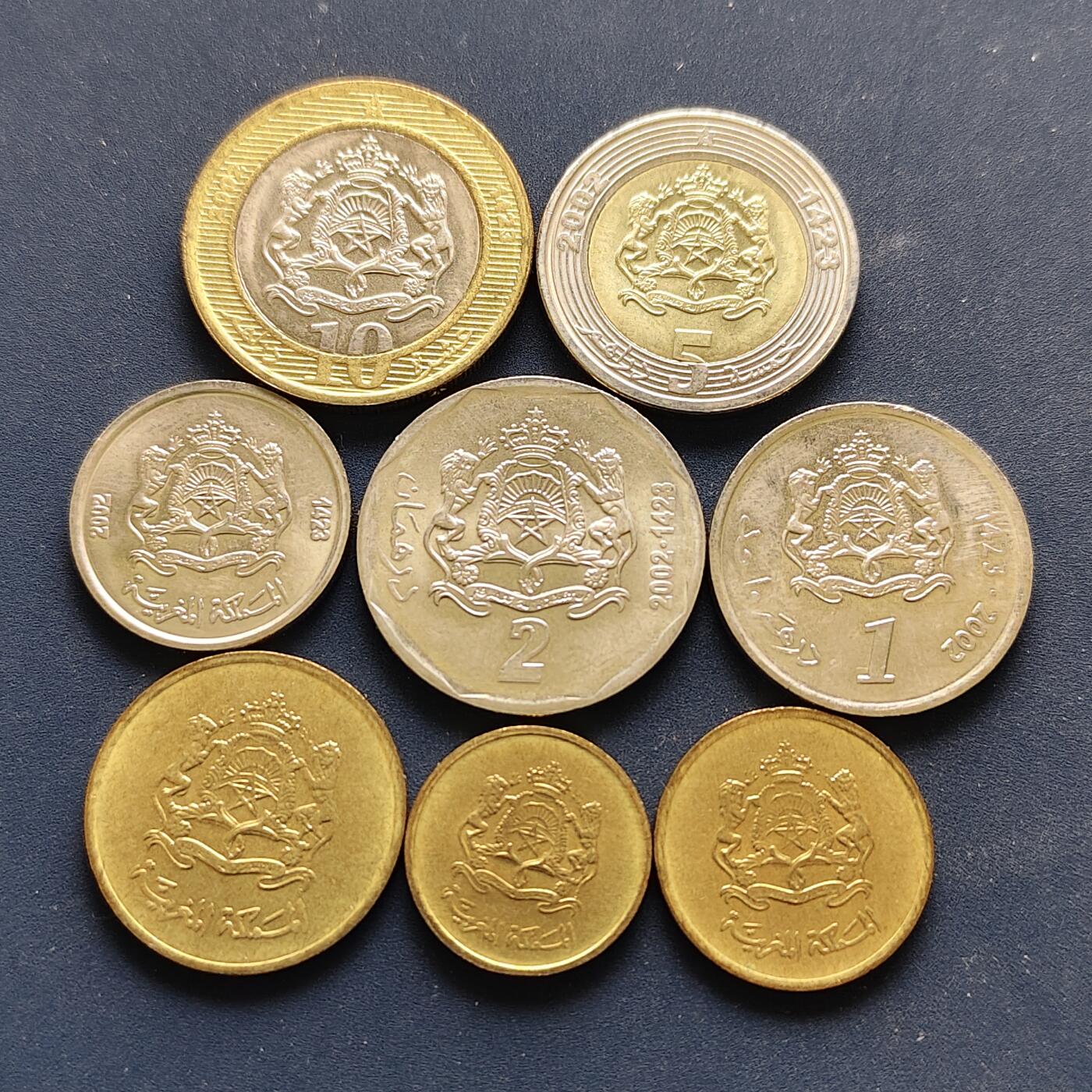 【全场包邮】纯粹捡漏拍494场 摩洛哥2002年默罕默德六世登基首版8枚套币