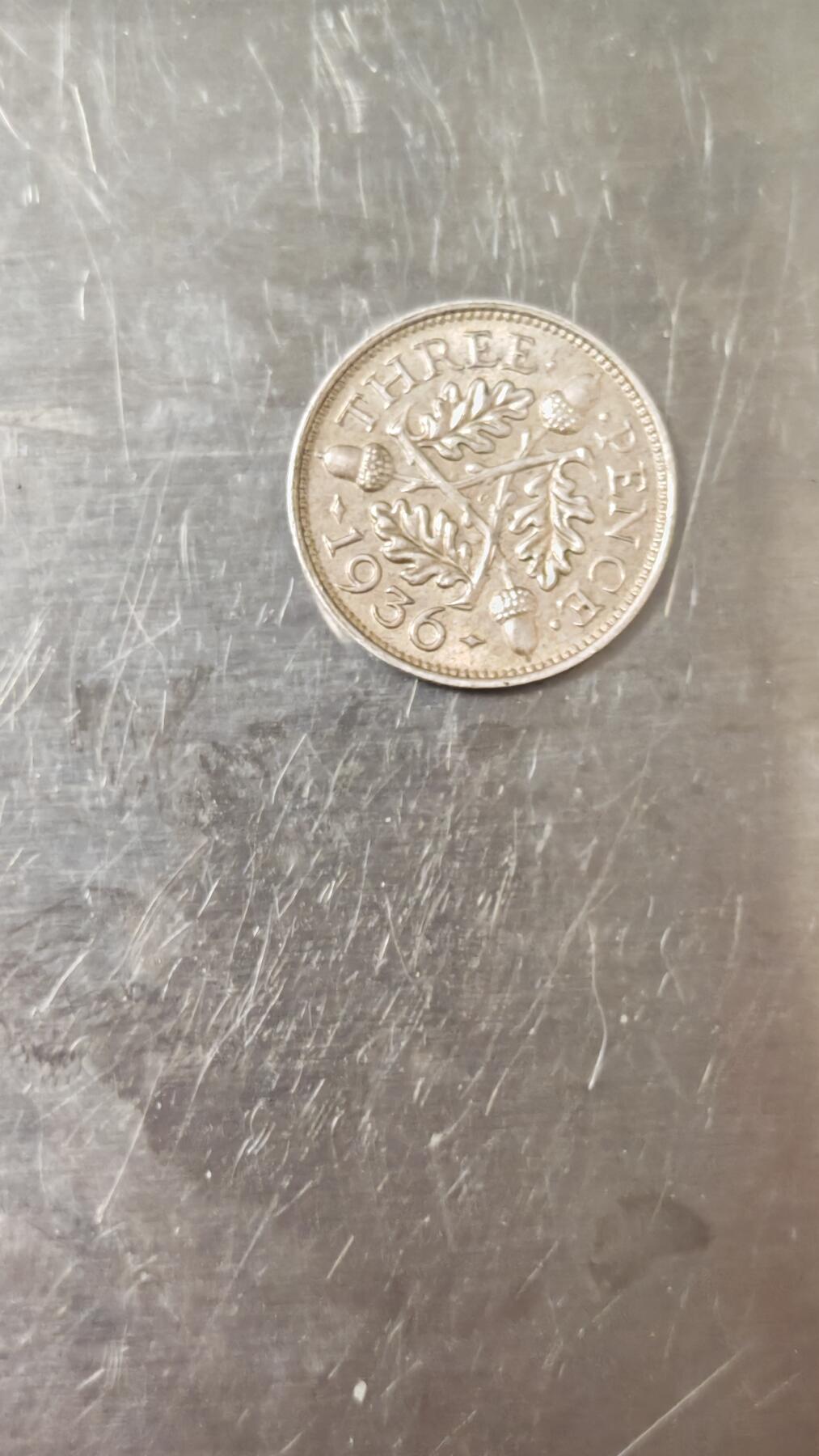 小银币 1936年英国3便士银币