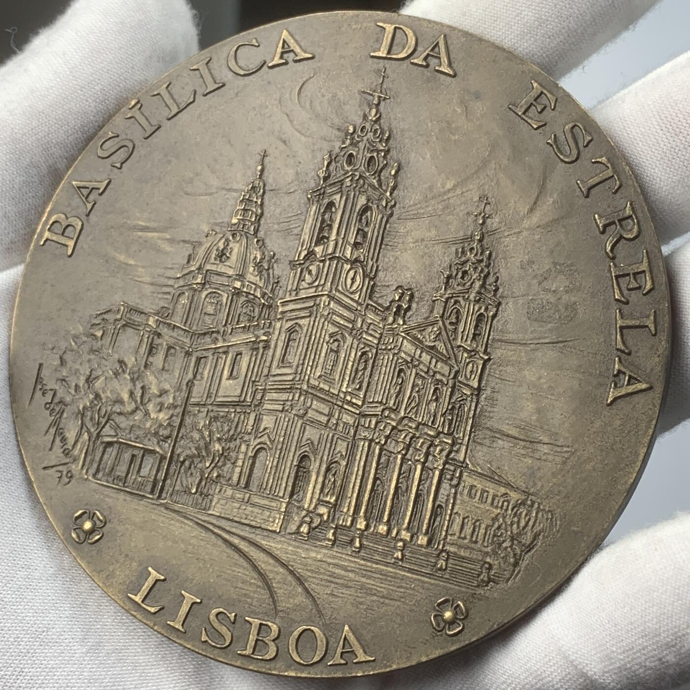 掌中浮雕-藏着的欧洲第049场 1979年葡萄牙女王玛丽一世200周年纪念铜章，90mm，255g