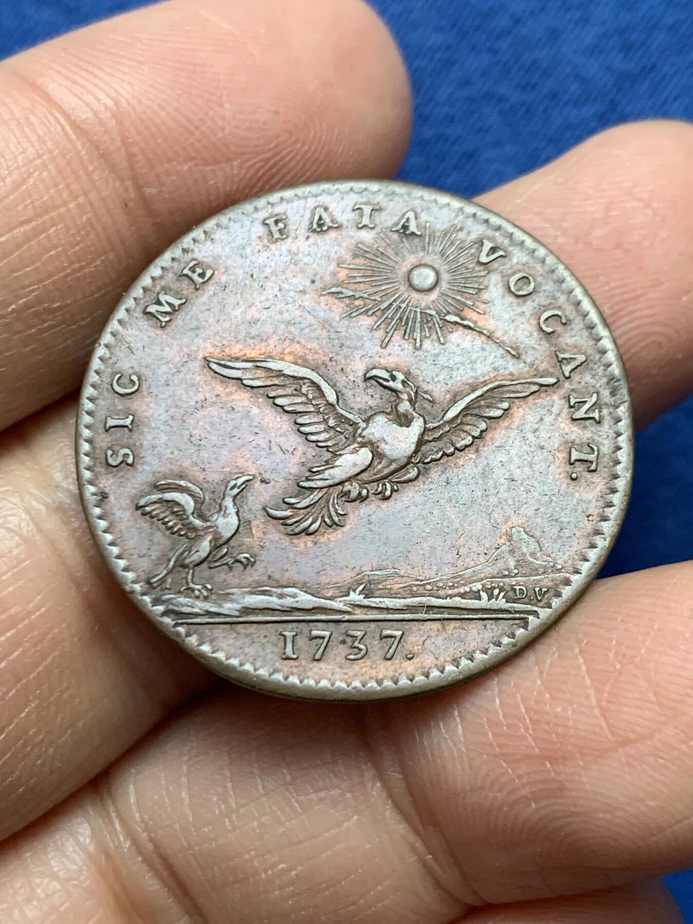 《竞宝斋》第458场 周日，周一，周二   3场连拍 （全场包邮）欢迎送拍 法国勃艮第孔代亲王家族徽章铜质代币，8.96g，30.3mm